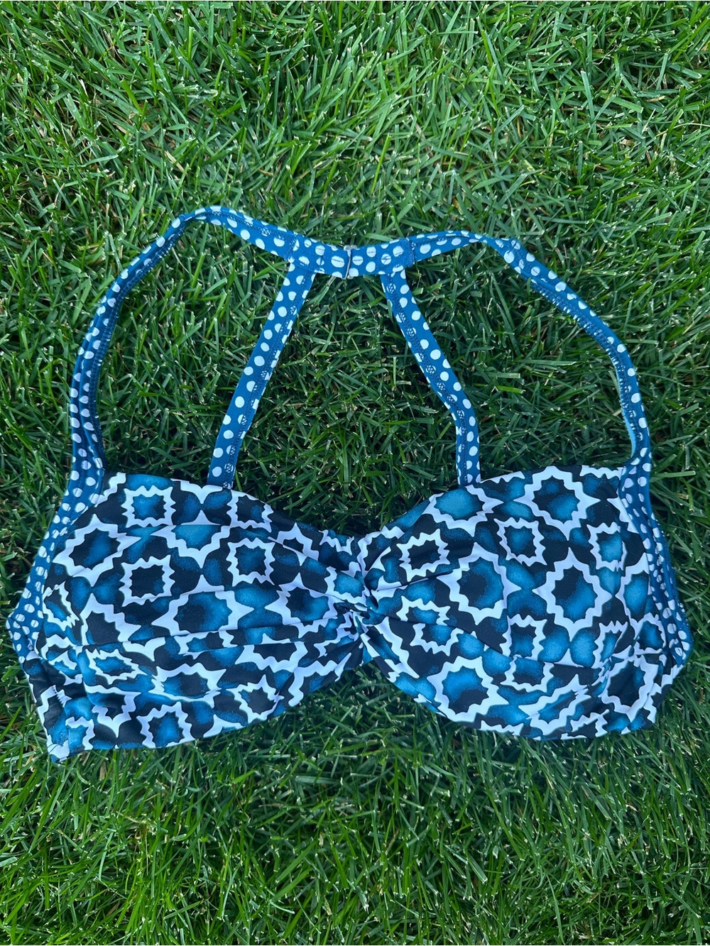 Title Nine Blue Geometric Swim Top - Women's Halter Bikini